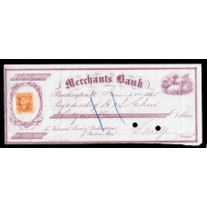 Чек на 31,75 $  США 1865 г.